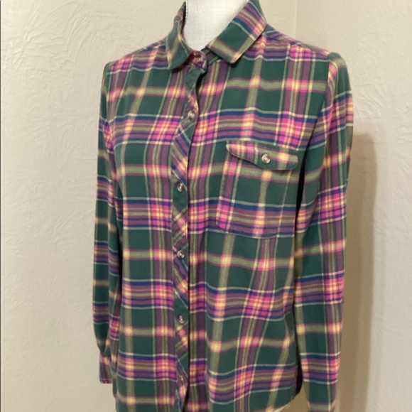 BDG Tops Bdg Boyfriend Fit Plaid Flannel Button Down Long Sleeve